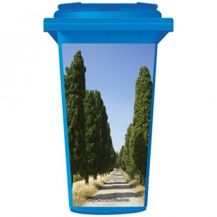 Trees Lining A Road Wheelie Bin Sticker Panel